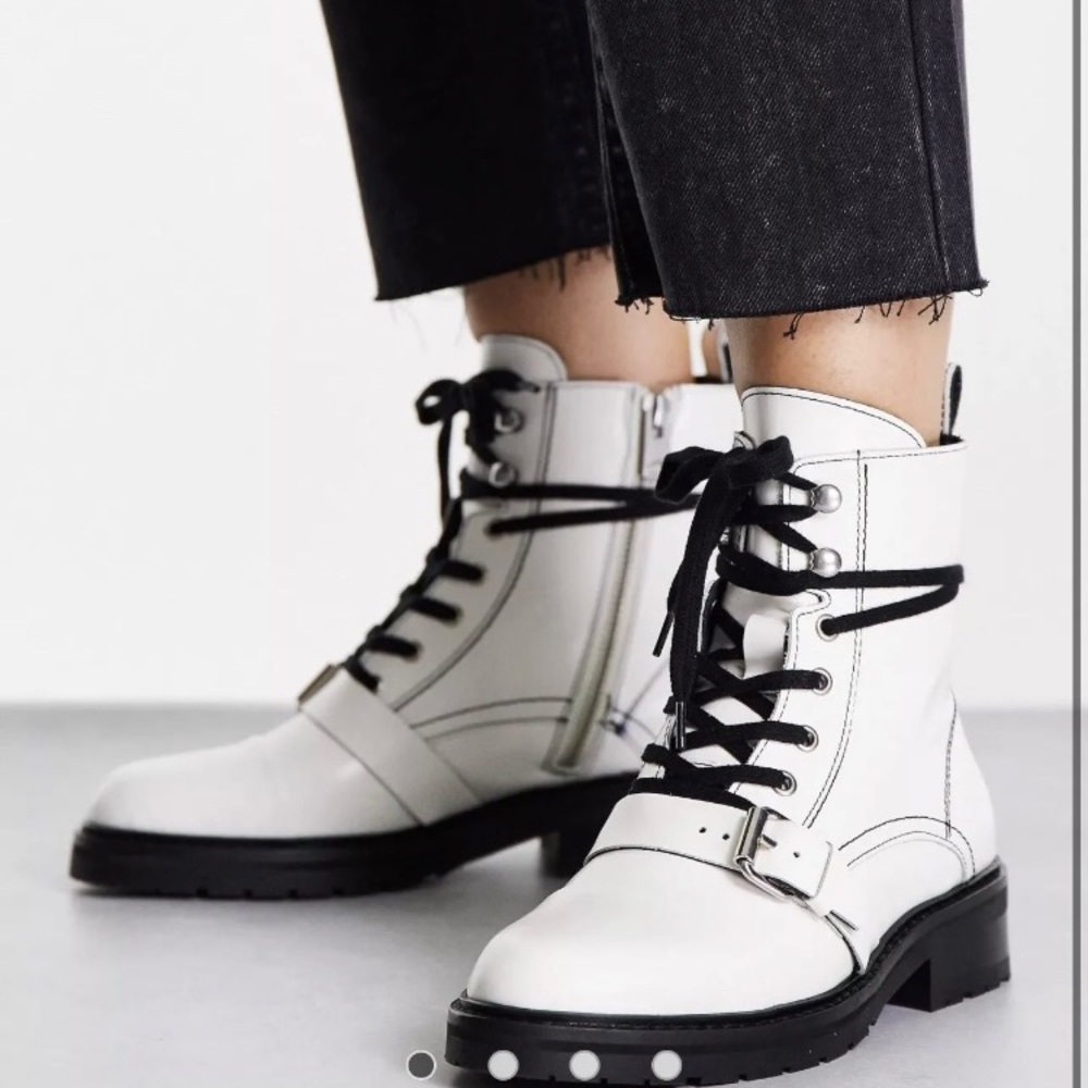 ALLSAINTS Donita Ivory Leather Combat Boots 36 US6